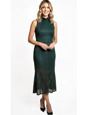 Ali & Jay All the Way Up Forest Green Lace Midi Dress Women's Size XS
